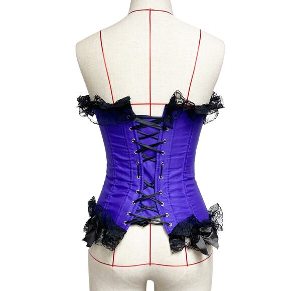 Alivila Womens Size M Purple Black Lace Trim Corset - Picture 4 of 8